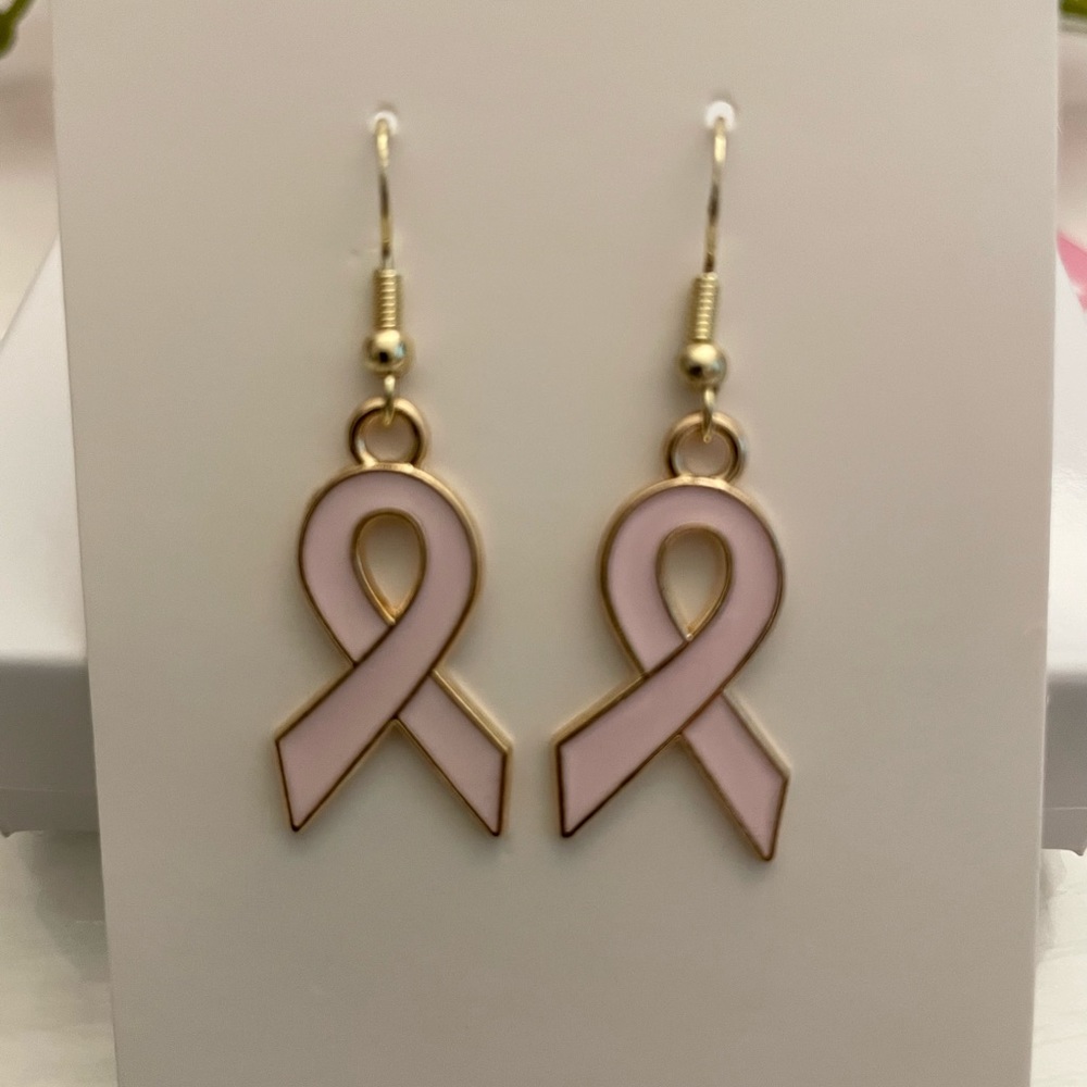 Breast Cancer Awareness Ribbon Earrings - Picture 4 of 7